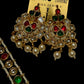 Bollywood India kundan and pearl mala with earrings.
