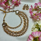 Bollywood India Pakistani kundan necklace multi layered with earrings.