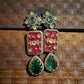 Gold Tone Enamel Drop Earrings | Indian Bridal Jewelry