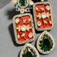 Gold Tone Enamel Drop Earrings | Indian Bridal Jewelry