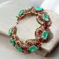 Mint green & Ruby Link Bracelet | Vintage-Inspired Statement Bracelet | Bridal Heirloom Style Jewelry