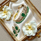 Emerald Green monzonite Choker Set | Bridal Necklace & Earrings | Traditional Wedding Jewelry