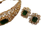 Regal Green monzonite Choker Set with Matching Stud Earrings | Vintage Bridal Statement Jewelry