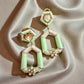 Mint Green Geometric Statement Earrings | Gold Tone Bridal Jewelry