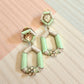 Mint Green Geometric Statement Earrings | Gold Tone Bridal Jewelry
