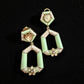 Mint Green Geometric Statement Earrings | Gold Tone Bridal Jewelry
