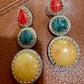 Bold statement stone Earrings - Two Tone Jewelry