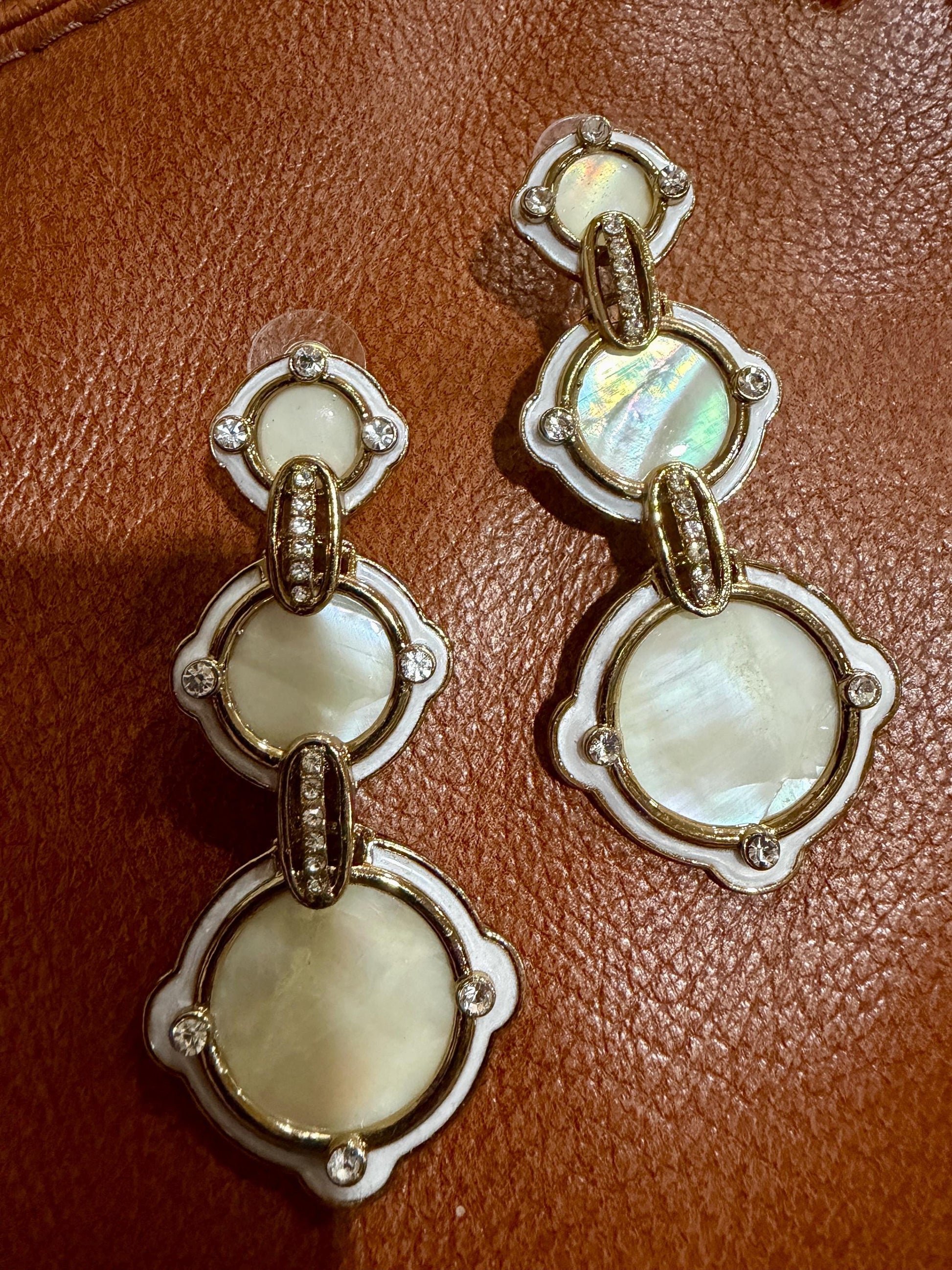 Mother of pearls Earrings with Gold Tone Setting - Indian Traditional Jewelry