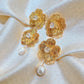 Gold Earrings with Pearl Drops | Elegant designer with crystal stone.