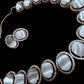 Bollywood Indian AD Jewelry Set, Peach Grey Stone, Rhodium Finish