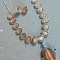 Bollywood Indian AD Jewelry Set, Peach Grey Stone, Rhodium Finish