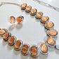 Bollywood Indian AD Jewelry Set, Peach Grey Stone, Rhodium Finish
