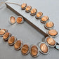 Bollywood Indian AD Jewelry Set, Peach Grey Stone, Rhodium Finish