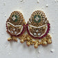 Maha Rani Gold plated antique finish kundan bold dual ring