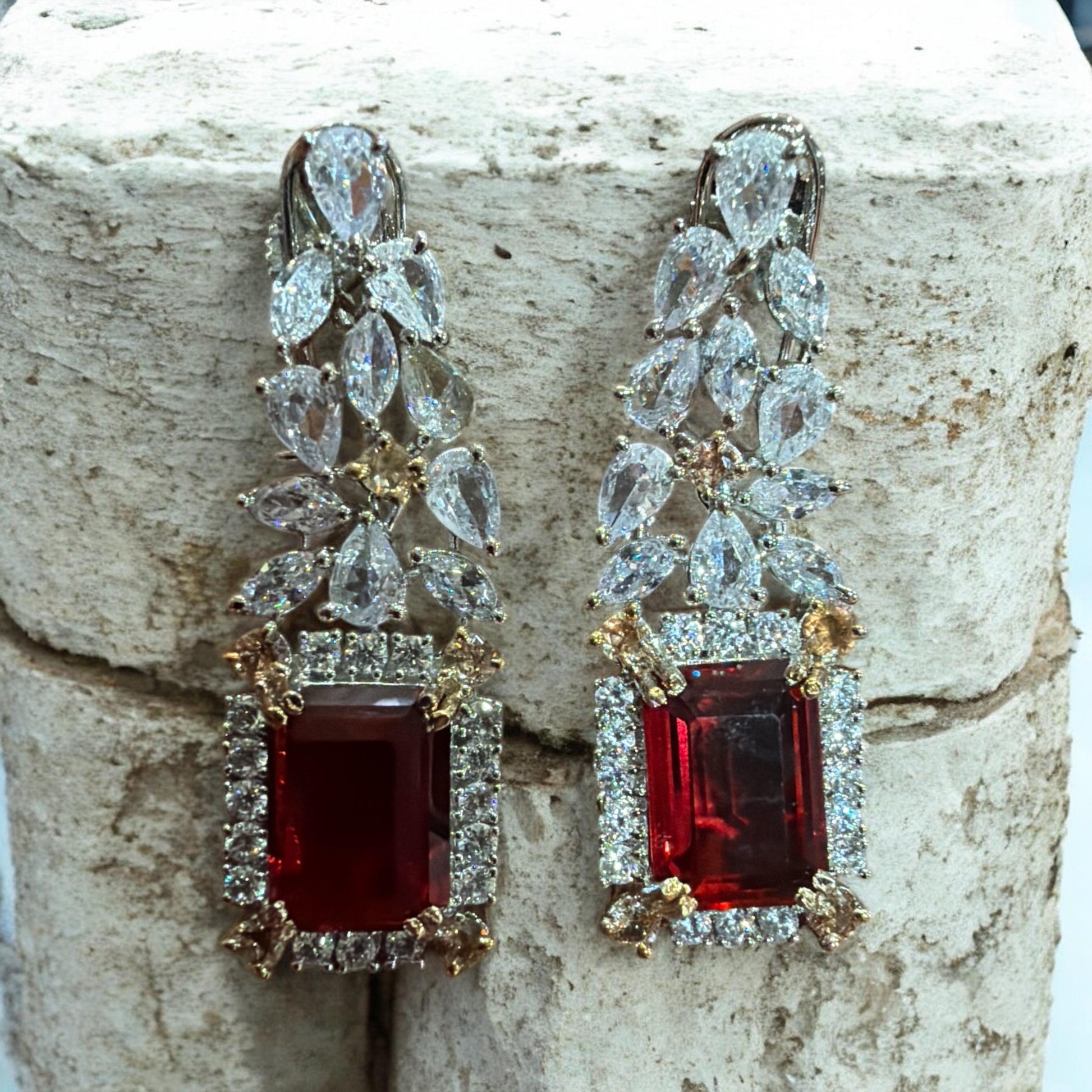 Emerald Cut Crystal Drop Earrings | Bridal Statement Jewelry
