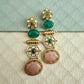 Statement Drop Earrings | Gold Tone Indian Earrings | Green Stone Ethnic Jewelry | 2 Color Options