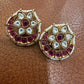Floral Kundan Stud Earrings | Ruby & Pearl Indian Jewelry