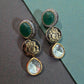 Ganesha Earrings | Green Stone Kundan Indian Jewelry