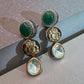 Ganesha Earrings | Green Stone Kundan Indian Jewelry