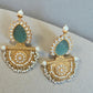 Green Stone Chandelier Earrings | Gold Mughal Indian Bridal Jewelry