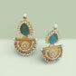 Green Stone Chandelier Earrings | Gold Mughal Indian Bridal Jewelry