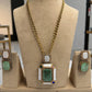 Verdant Stone Pendant Necklace Set with Chunky Chain & Matching Earrings | Modern Heritage Jewelry