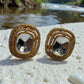 Oval Mirror Crystal Stud Earrings with Pavé Halo | Statement Bridal & Evening Earrings