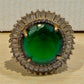 Oval Green Crystal Halo Ring | Vintage-Inspired Statement Cocktail Ring for Women