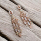 Rose Gold Floral Chandelier Earrings | Long CZ Bridal Statement Earrings | Wedding & Party Jewelry