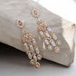 Rose Gold Floral Chandelier Earrings | Long CZ Bridal Statement Earrings | Wedding & Party Jewelry