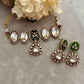 Green & Ivory Kundan Necklace Set | Gold Traditional Bridal Necklace with Earrings | Indian Wedding Jewelry