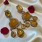 Yellow doublet Drop designer high end Earrings | 22K Gold Plated Bridal/party Jewelry