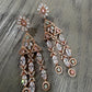 Rose Gold Floral Chandelier Earrings | Long CZ Bridal Statement Earrings | Wedding & Party Jewelry