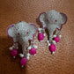 Elephant CZ Pearl Drop Earrings | Green or Pink Statement Animal Earrings | Bridal & Festive Jewelry