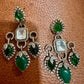 Emerald Green Kundan Chandelier Earrings | Gold CZ Statement Bridal Earrings | Indian Wedding Jewelry