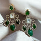 Emerald Green Kundan Chandelier Earrings | Gold CZ Statement Bridal Earrings | Indian Wedding Jewelry