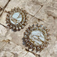 White Stone Sunburst Stud Earrings | Gold CZ Statement Studs | Bridal & Party Jewelry