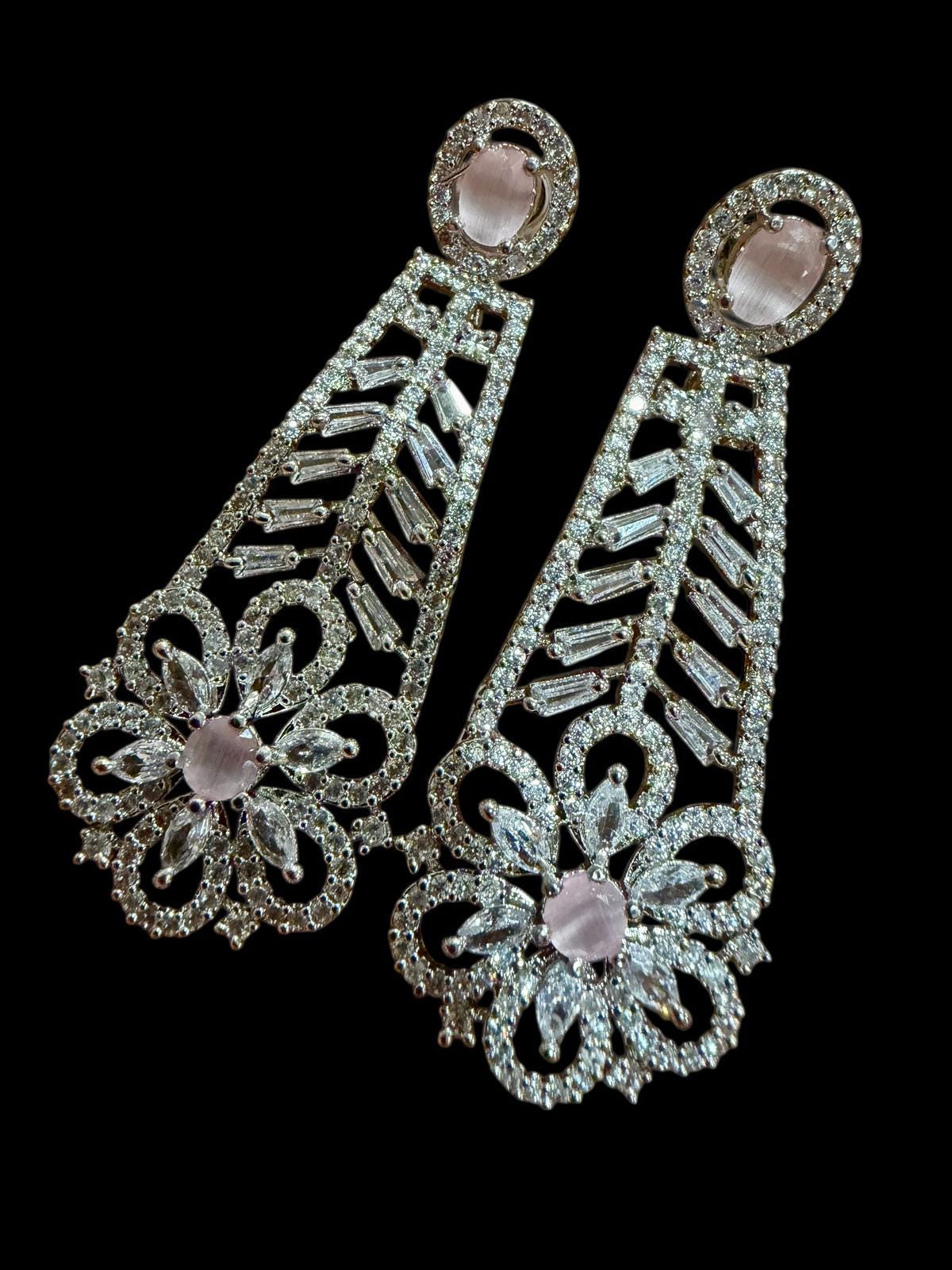 Silver Tone Crystal Chandelier Earrings | Long Bridal Statement Earrings | Vintage Floral Evening Jewelry