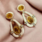 Gold Tone Ivory Drop Earrings | Yellow Crystal Statement Earrings | Elegant women gift |Evening Jewelry