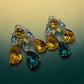 Multi Gemstone Drop Earrings with Yellow Citrine and Teal Quartz, Luxury Statement Jewelry