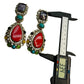Multi Gemstone Statement Drop Earrings, Gold Plated Luxury Jewelry