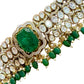 Emerald Green monzonite Choker Set | Bridal Necklace & Earrings | Traditional Wedding Jewelry