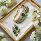 Emerald Green monzonite Choker Set | Bridal Necklace & Earrings | Traditional Wedding Jewelry