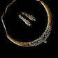 Gold Plated ad Necklace and Earrings Set, Elegant Bridal/ party Statement Jewelry
