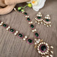 Green Stone Kundan Necklace Set with Earrings, Gold Plated Indian Bridal Jewelry