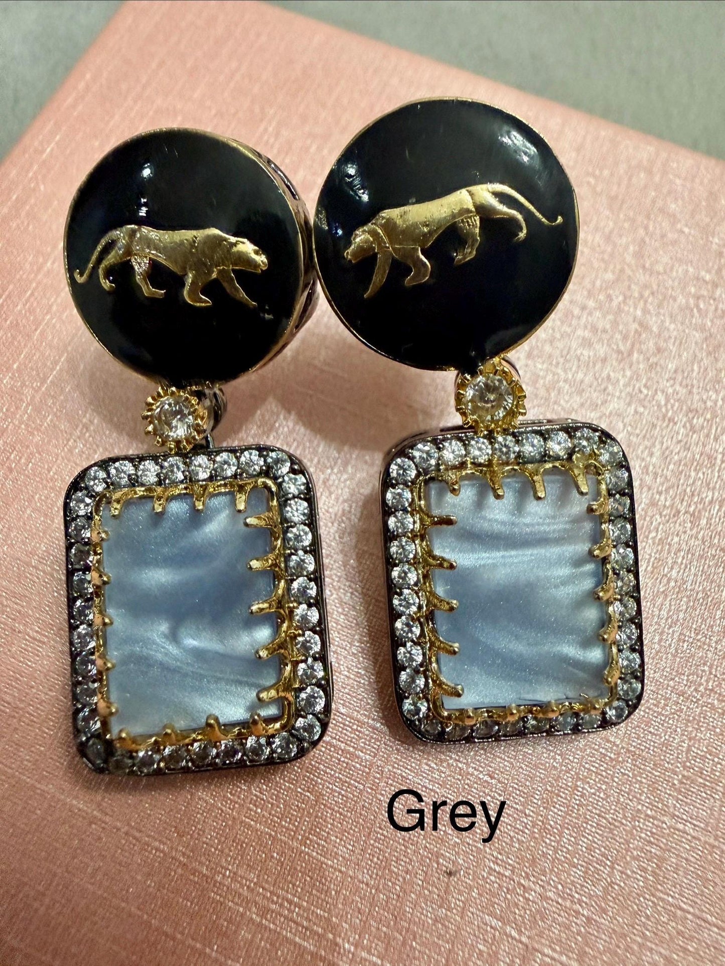 Bollywood Glam: Luxury Earrings Cz stones with lion head antique finish