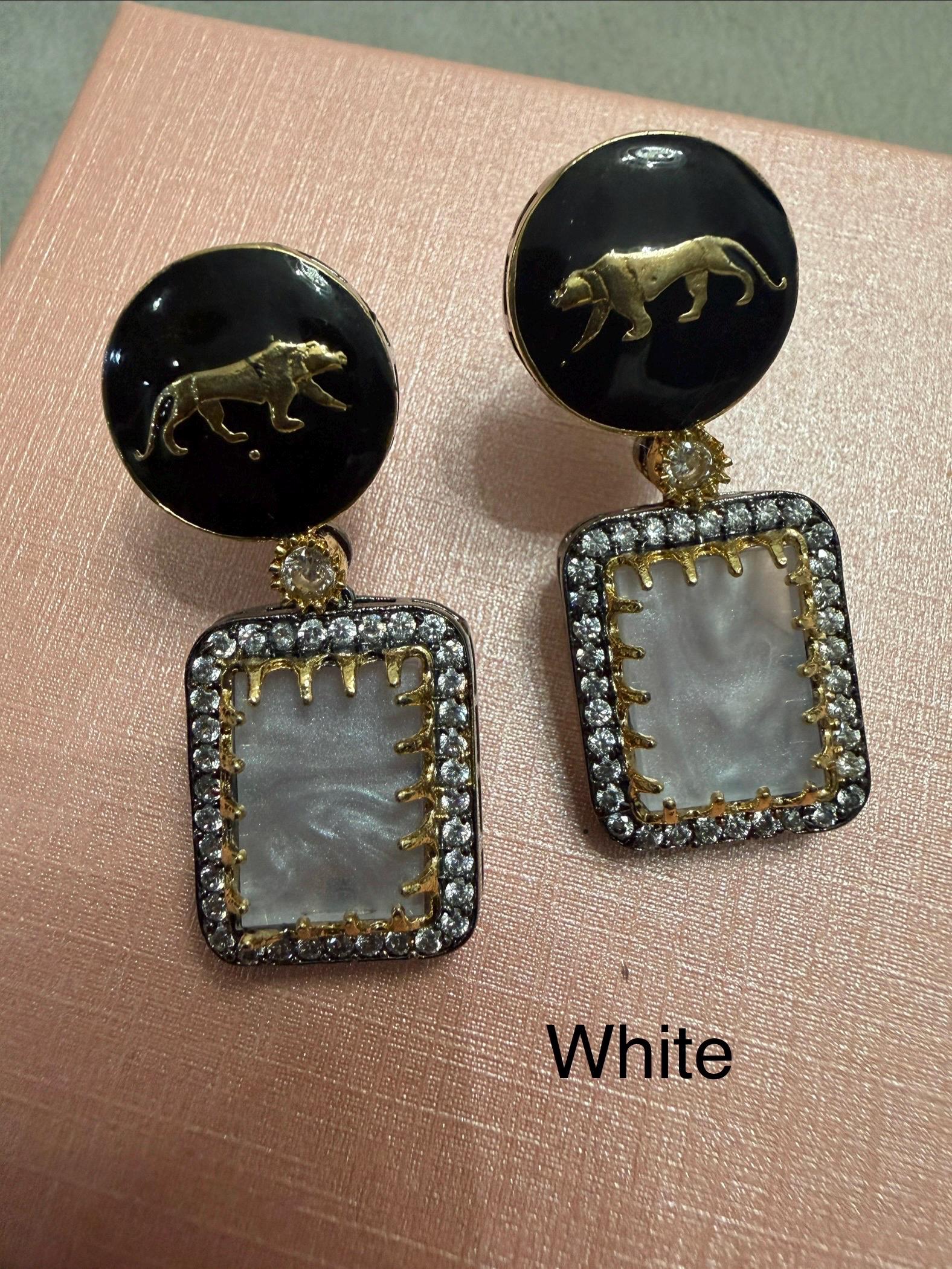 Bollywood Glam: Luxury Earrings Cz stones with lion head antique finish