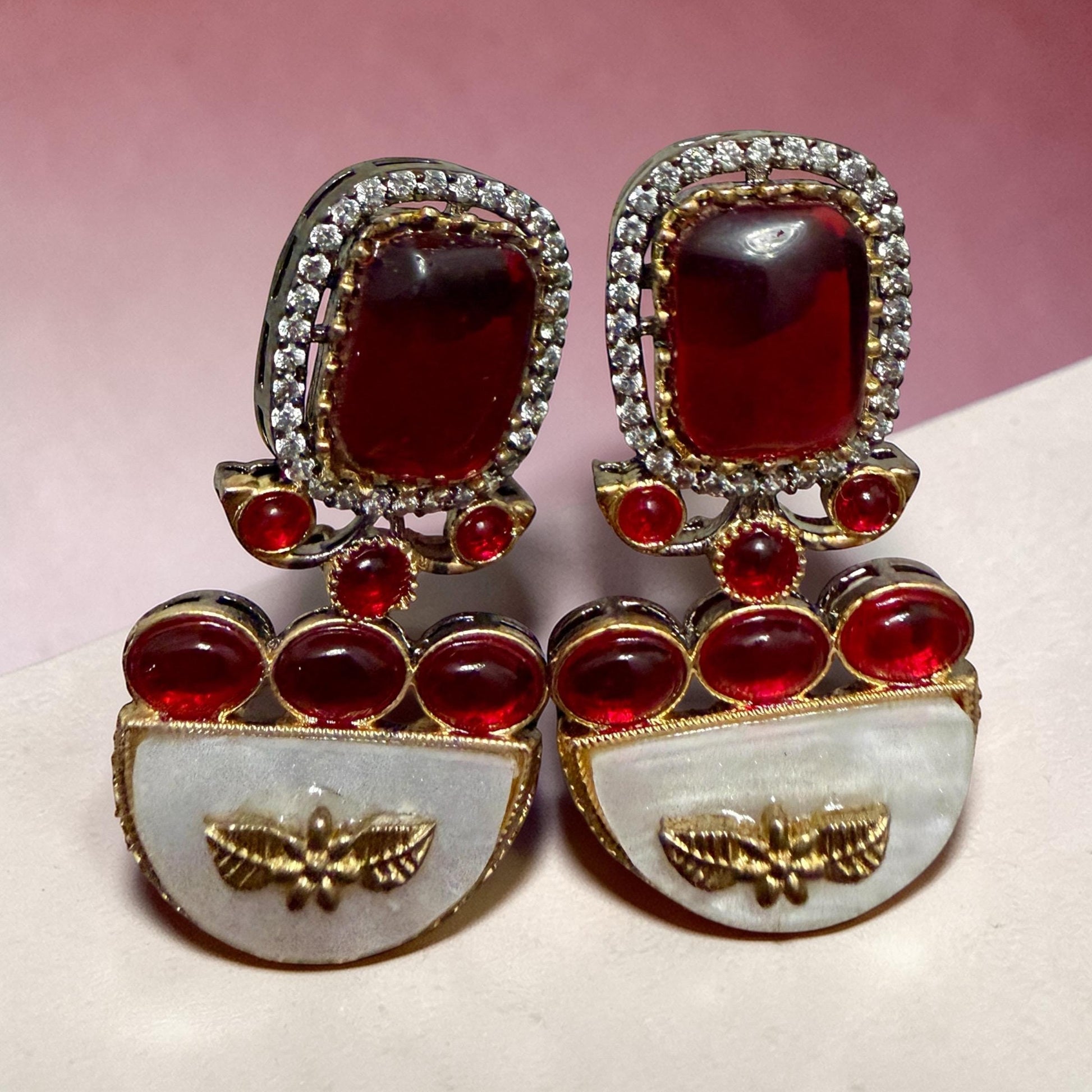 Bollywood Glam: Luxury Earrings Cz stones with lion head antique finish