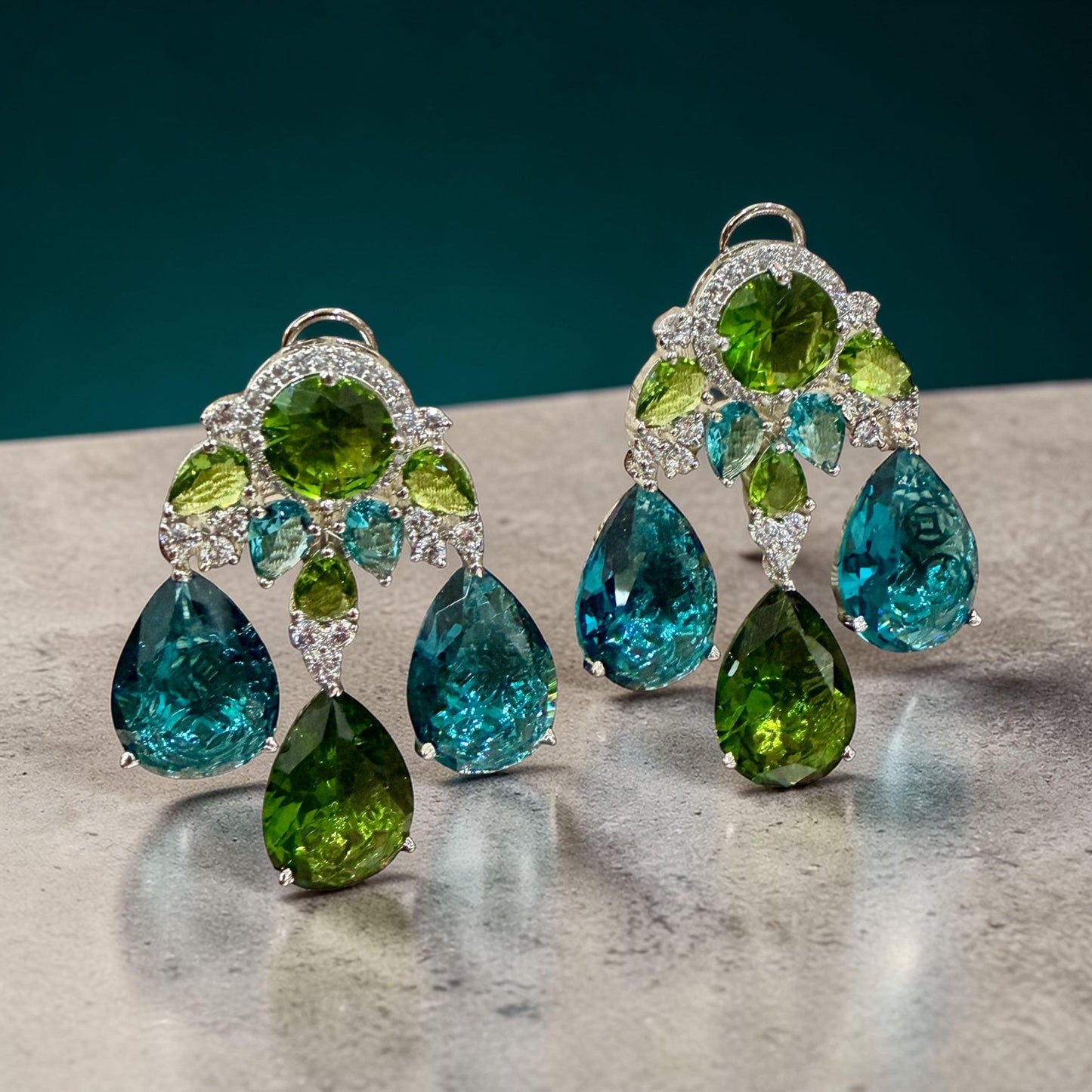 Sparkling Teardrop Crystal Earrings | Luxury Statement Drop Earrings | 6 Color Options | Bridal & Party Jewelry