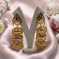 Gold Plated Pearl Jhumka Earrings, CZ Stone Bridal Statement Jewelry